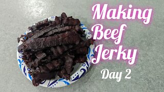 Making Beef Jerky (Day 2). #smokedmeats #smoker #beefjerky