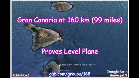 Gran Canaria from 160 km (99 miles) - Proves Level Plane
