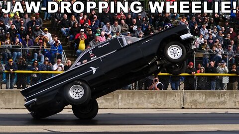 1960 Bel Air Twisting the Frame During Byron Dragway Wheelstand Competition - 409 Small Block