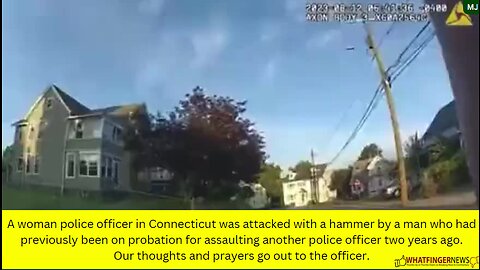 A woman police officer in Connecticut was attacked with a hammer by a man