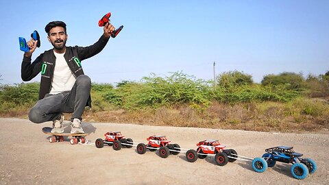 Can a RC Toy Car Pull Me On Skateboard - इन खिलोनो ने तो कमाल कर दिया | 5x Giveaway