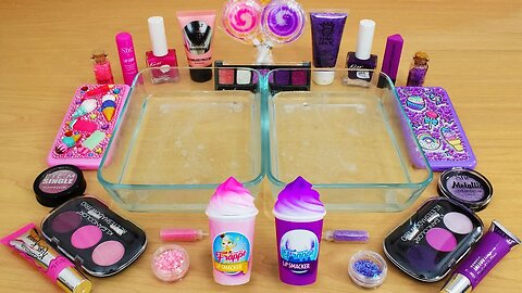 Pink Vs Purple || Mixing Makeup into Slime || Satisfying Video - 20