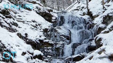 Winter Waterfall | Flowing Water and Atmospheric Sounds for Relaxation| Sleeping| Studying 10 Hours