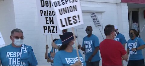 Station Casinos employees picket in front of Culinary Union offices