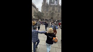 Spanish dancing in Barcelona square