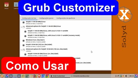 Grub Customizer no SolydX11 Linux. Como instalar e usar o Grub Customizer para alterar ordem de boot