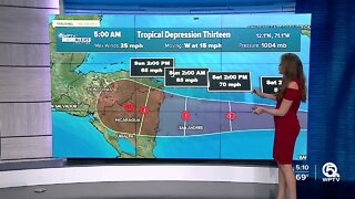 5 a.m. Friday advisory for Tropical Depression Thirteen
