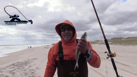 Catching Blue Fish at Island Beach State Park 10 5 2019