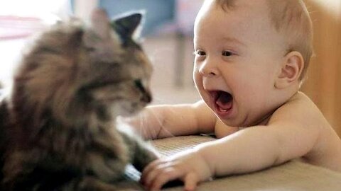 FUNNY 🤣🤣🤣🤣 VIDEO CUTEE CHILD AND CAT