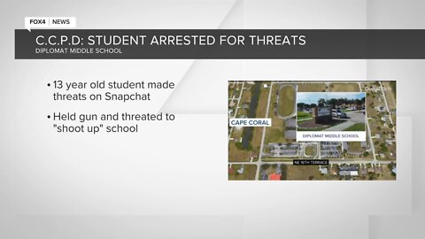 Diplomat middle schooler arrested for threats to shoot up school