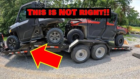 How NOT TO LOAD a tilt deck trailer with 2 side by side's!! (Polaris Ranger mayhem!)