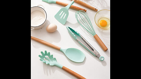 Silicone Cooking Utensils Set Non-Stick Spatula Shovel Soup Spoon Handle Cooking Tools