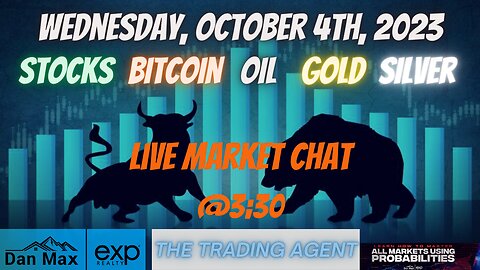 Live Market Chat for Wednesday, October 4th, 2023 for #Stocks #Oil #Bitcoin #Gold and #Silver