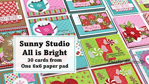 Sunny Studio | All is Bright | 30 cards from one 6x6 paper pad