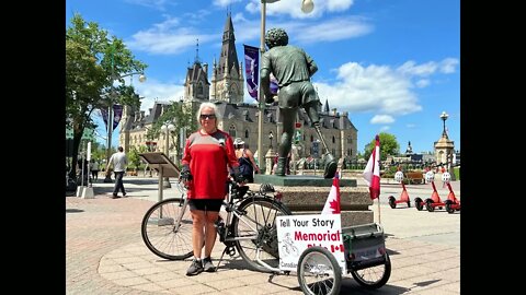 Cara McMinn completes over 4000km ride and arrives in Ottawa Ontario. Tell Your Story Memorial Ride