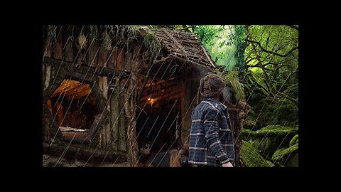 Winter Camp at The Hobbit Chalet - Wood Fire Dining - Sleet - Rain - Asmr