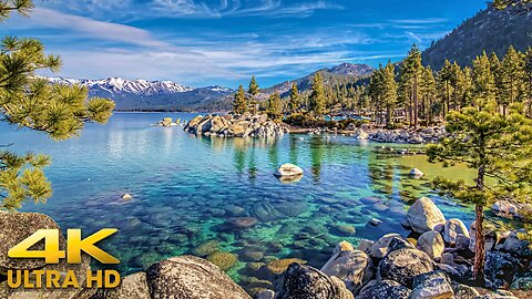 Sierra Nevada Mountain Scenic Drive Around Lake Tahoe 4K