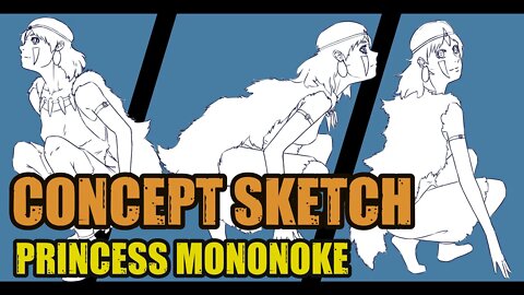 GESTURE TO CONCEPT SKETCH.PRINCESS MONONOKE.USING GESTURE SKETCHES TO DRAW CONCEPTS#ghibli #anime