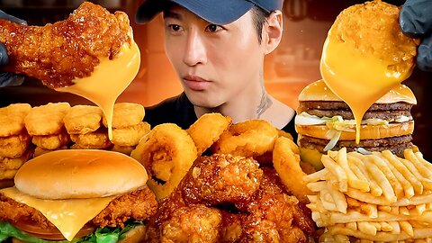 ASMR MUKBANG _ Fast Food, Big Mac, Chicken Nuggets, Onion Rings