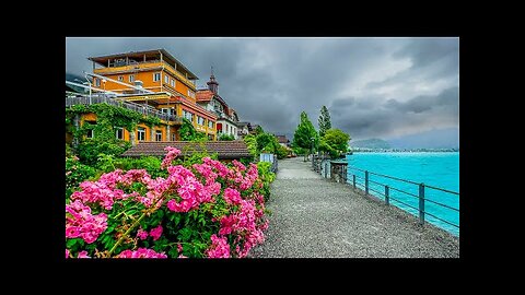 Refreshing summer rain in Brienz, Switzerland 🇨🇭 Swiss village 4K