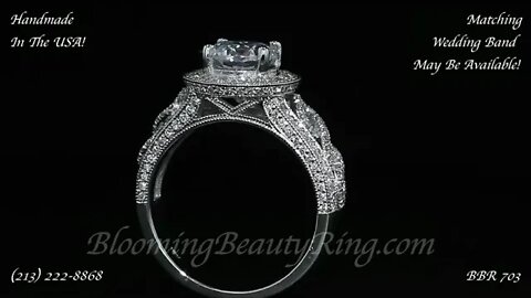 BBR 703 Handmade In The USA Diamond Engagement Ring With Wide Band Halo Design