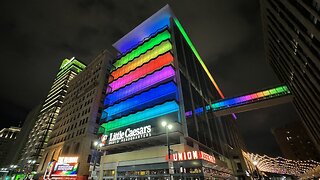 Little Caesars World Headquarters Lit Up for Pride Month in Detroit