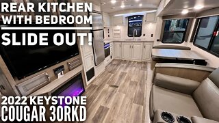 Rear Kitchen with King Bed in a Slide Out! 2022 Keystone Cougar 30RKD