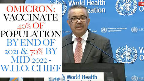 OMICRON: Vaccinate 20% of Population by End of 2021 & 70% by Mid 2022 - W.H.O Chief