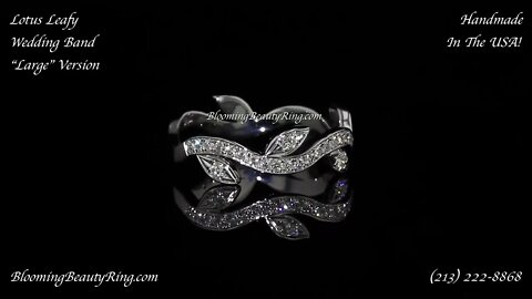 Large Lotus Leafy Diamond And Gold Wedding Ring Handmade In The USA