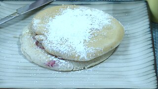 Strawberry Pancakes w/ powdered sugar