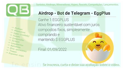 Airdrop - Bot de Telegram - EggPlus - Ganhe 1 EGGPLUS