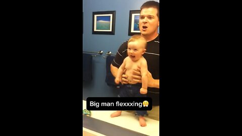 Little man flexing muscles