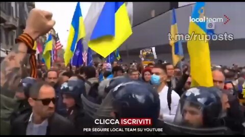 Ukrainians chanting Nazi-era slogans descend on Italy
