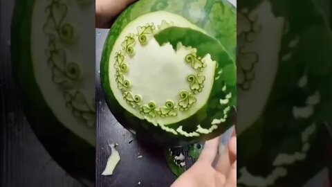 Creativity in carving on watermelon