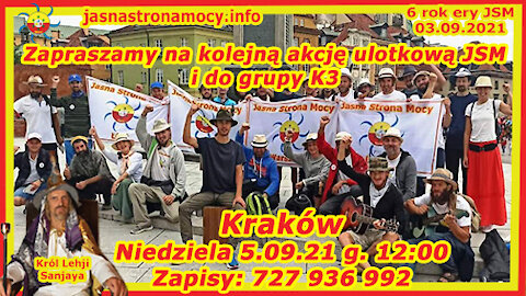 Zapraszamy na kolejną akcję ulotkową JSM i do grupy K3 Kraków Niedziela 5. 09. 21