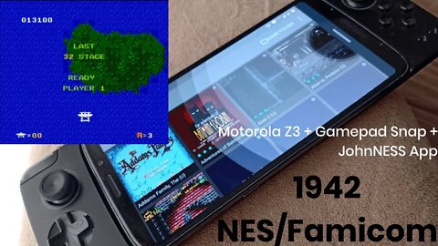 1942 NES/Famicom Game - gameplay in Mobile Motorola Z3 with Gamepad Snap and JohnNESS App.