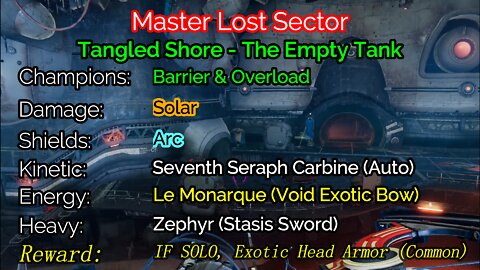 Destiny 2 Master Lost Sector: The Empty Tank on the Tangled Shore 2-9-22