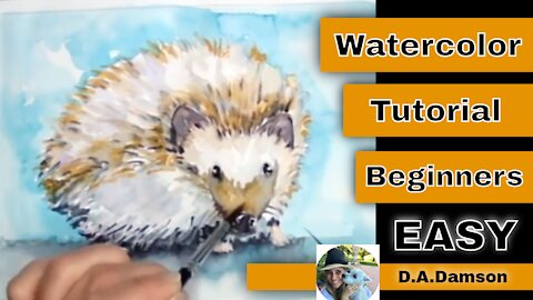 Watercolor Painting for Beginners Easy Animals - Hedgehog
