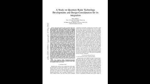 A Study on Quantum Radar Technology Developments. Manoj Mathews.