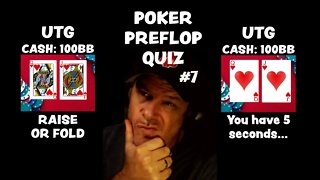 POKER PREFLOP QUIZ #7 - FOLD OR RAISE?