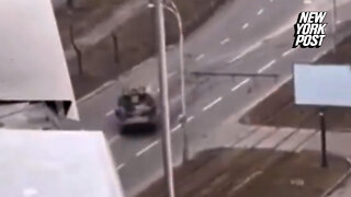 Russian tank crushes civilian car with man inside, video shows: 'It was for fun'