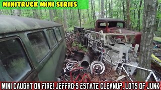 Mini-Truck (SE07 E10) Mini catches on FIRE! Jeffro's estate cleanup job, a bunch of Junk, treasure?