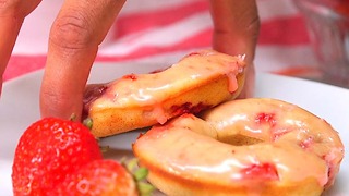 Strawberry Buttermilk Donuts with Strawberry Glaze