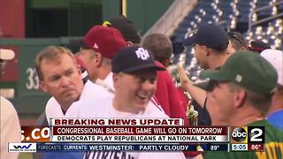 Congressional Baseball Game will go on as scheduled