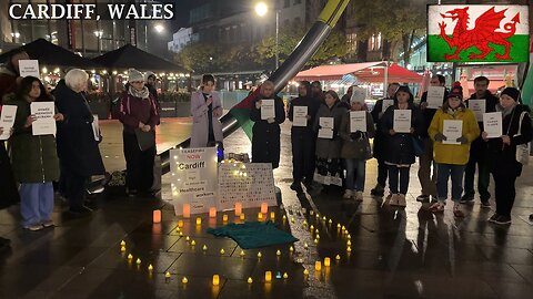 Global Vigil to remember the killed HCWs in Gaza, Cardiff, Central Library