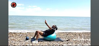 Abdominal sit-up workouts on exercise ball.