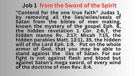 Job 1 From the Sword of the Spirit, the God breathed Word!