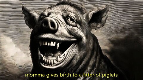 momma gives birth to a litter of piglets