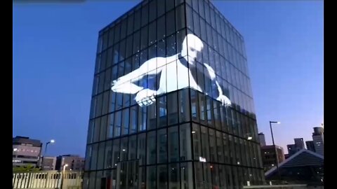 Transparent Video Screen with 3D Animation for building glass facades!