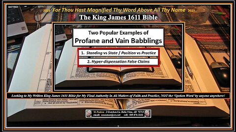 Two Popular Profane and Vain Babblings - "Standing vs State" and "Hyper-Grace/Dispensationalism"